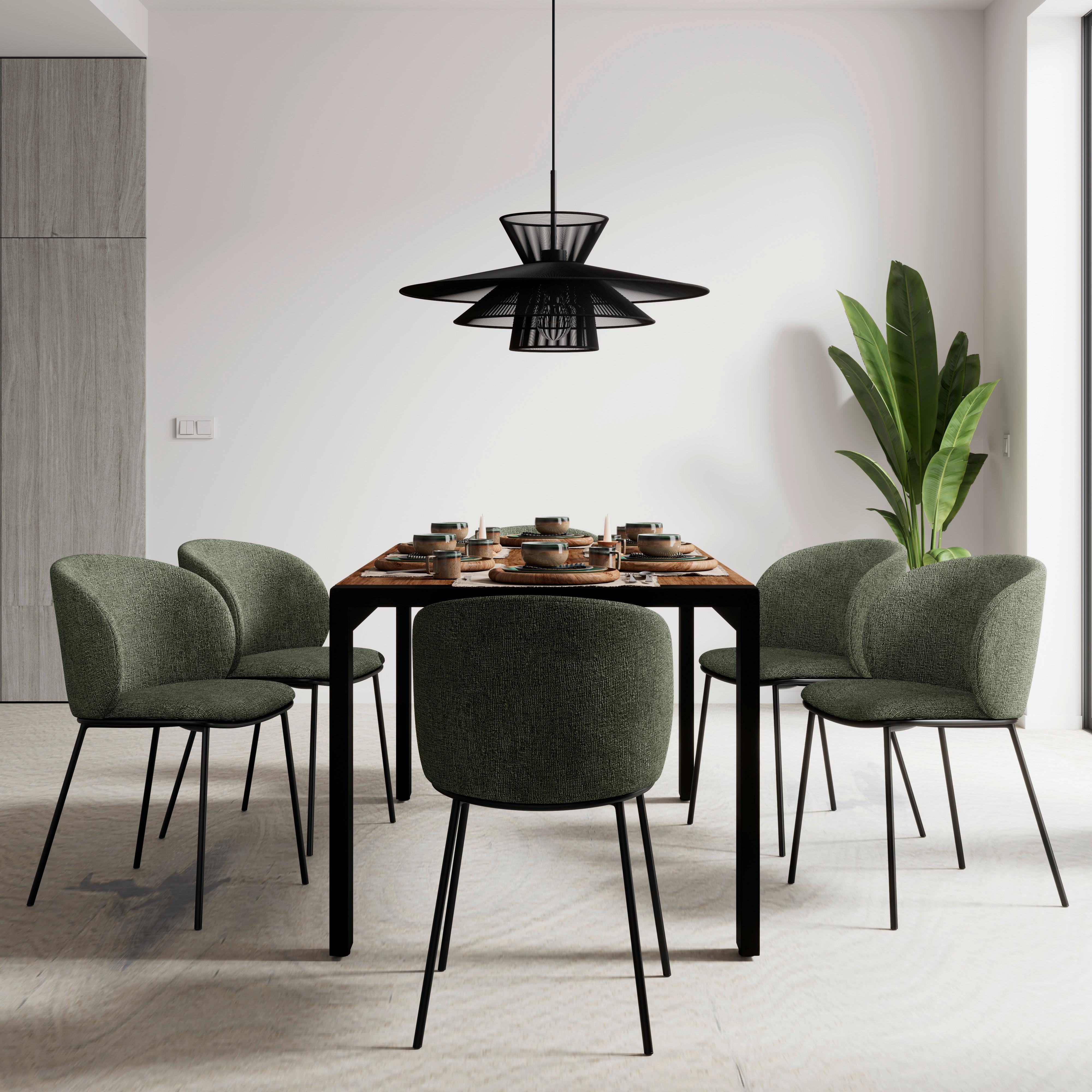 Stuhl Malea Grün Chenille Gepolstert - Schwarz/Grün, MODERN, Holz/Textil (49/81/52cm) - Bessagi Home