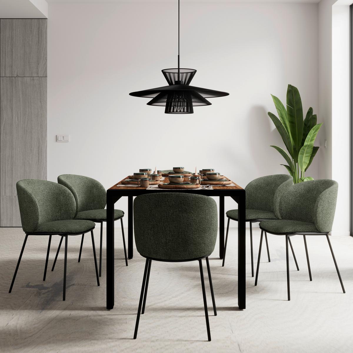 Stuhl Malea Grün Chenille Gepolstert - Schwarz/Grün, MODERN, Holz/Textil (49/81/52cm) - Bessagi Home