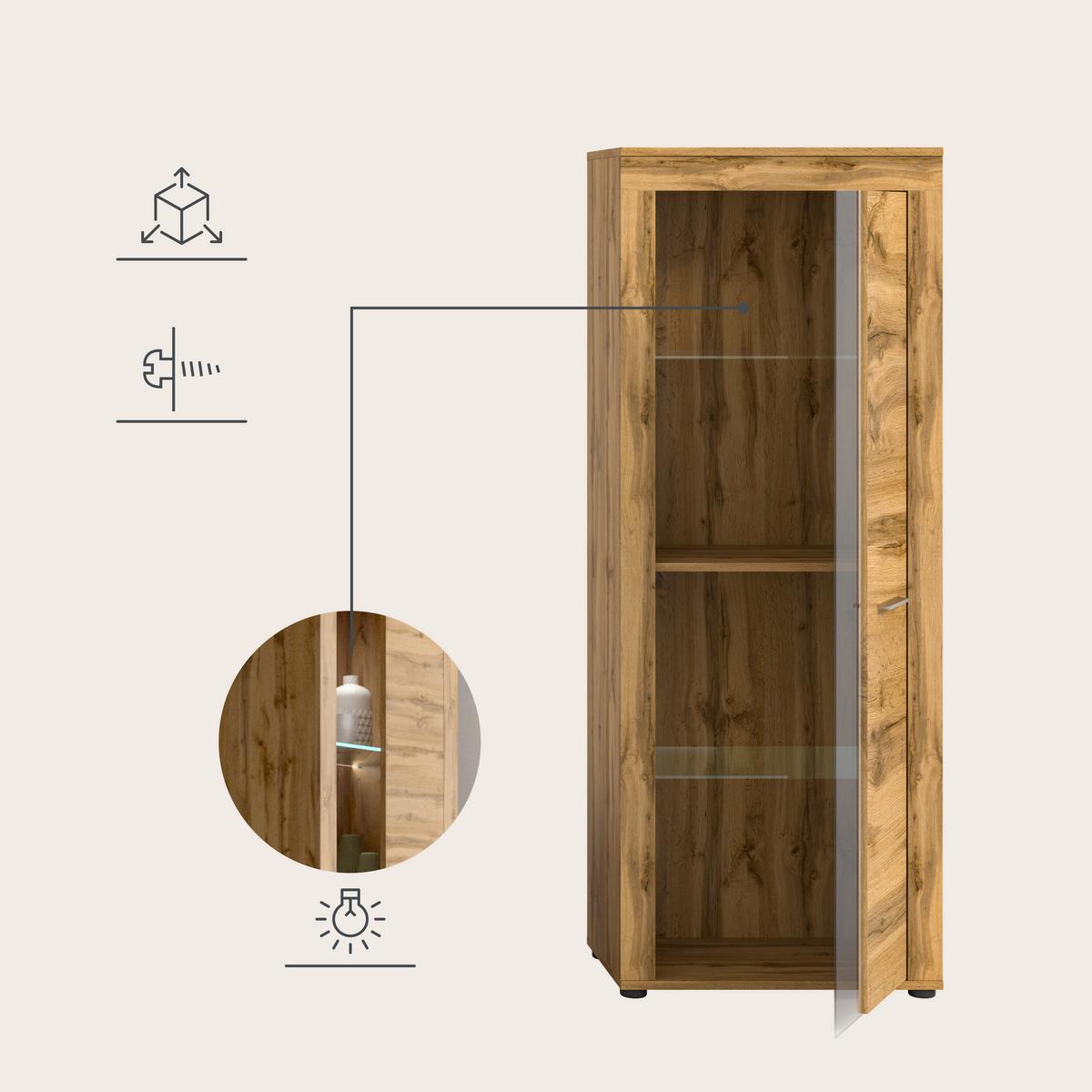 ANSAMBLU MOBILIER CAMERA DE Z JAM - stejar Wotan, Design, sticlă/material pe bază de lemn (330/159/35cm) - Modern Living