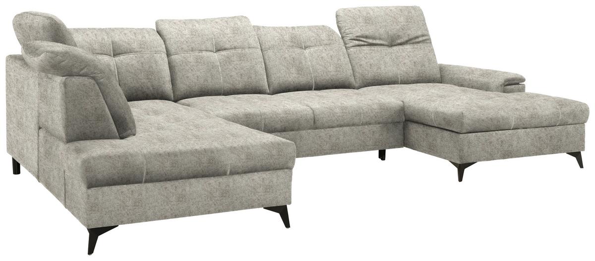 Wohnlandschaft Sierra Taupe - Taupe/Schwarz, Modern, Textil/Metall (181-230/90-106/364cm) - Mömax