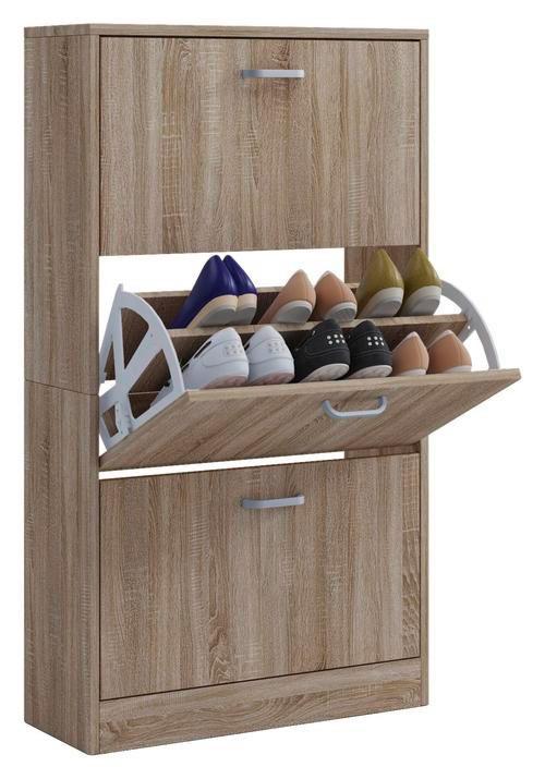 Schuhkipper Sipos L ca.59x105x22cm Eichefarben - Edelstahlfarben/Eichefarben, KONVENTIONELL, Holzwerkstoff/Kunststoff (59/105/22cm) - MID.YOU