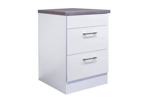 Kochfeldumbauschrank Neo Weiß - Edelstahlfarben/Weiß, MODERN, Holzwerkstoff/Metall (60/86/60cm) - FlexWell