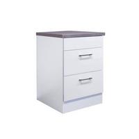 Kochfeldumbauschrank Neo Weiß - Edelstahlfarben/Weiß, MODERN, Holzwerkstoff/Metall (60/86/60cm) - FlexWell