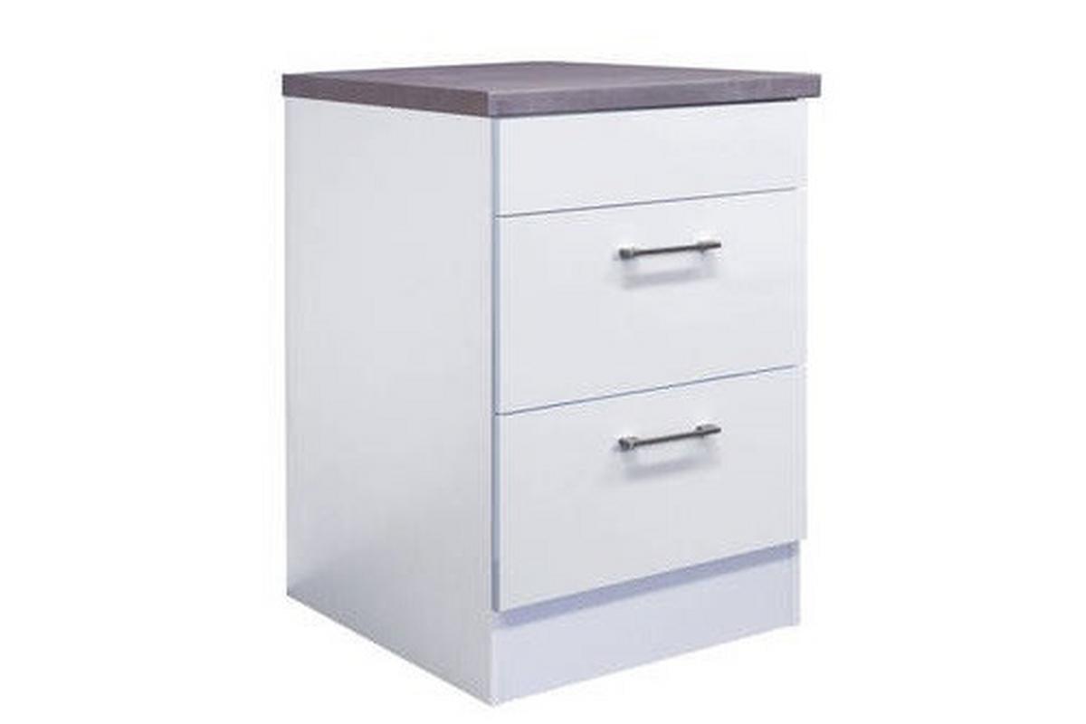Kochfeldumbauschrank Neo Weiß - Edelstahlfarben/Weiß, MODERN, Holzwerkstoff/Metall (60/86/60cm) - FlexWell