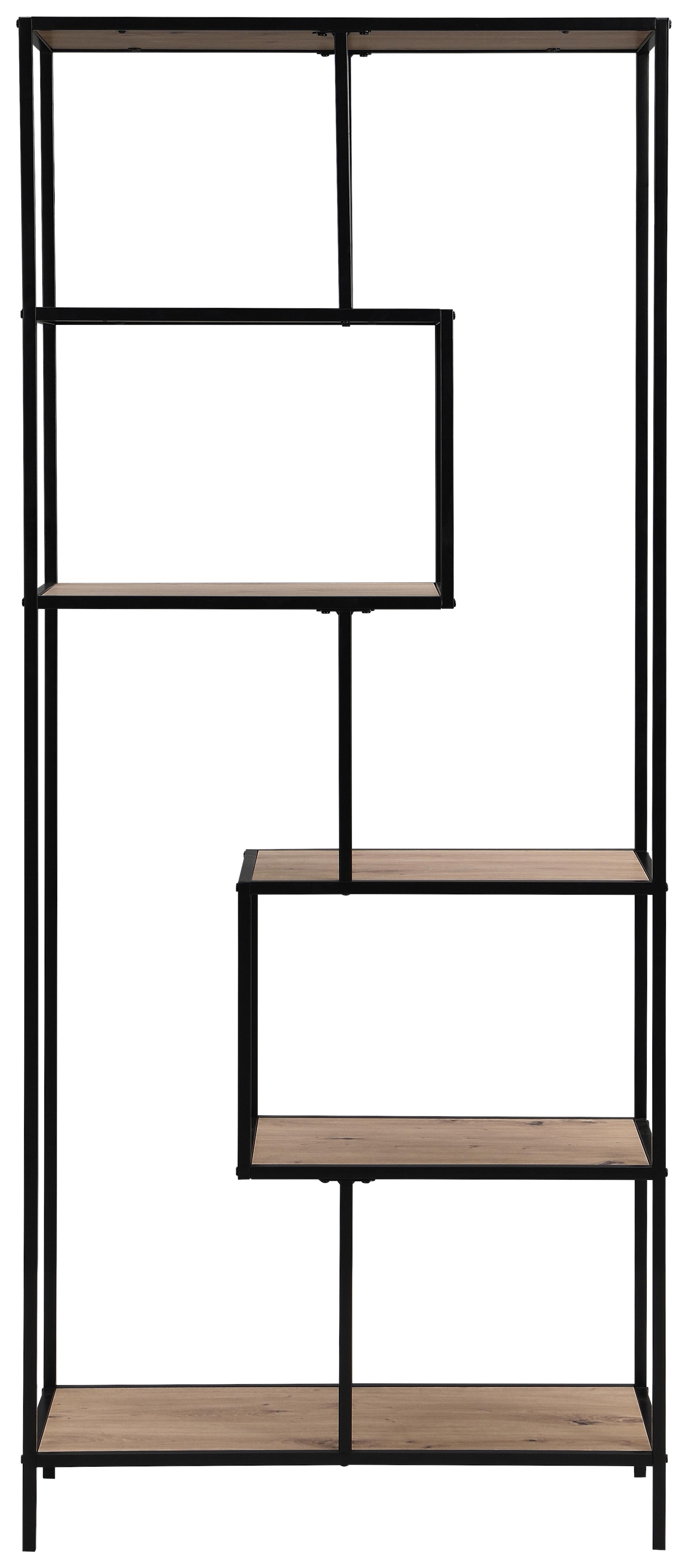 Separator de cameră LILLI - culoare lemn stejar/negru, Modern, metal/material pe bază de lemn (77/185/33cm) - Modern Living