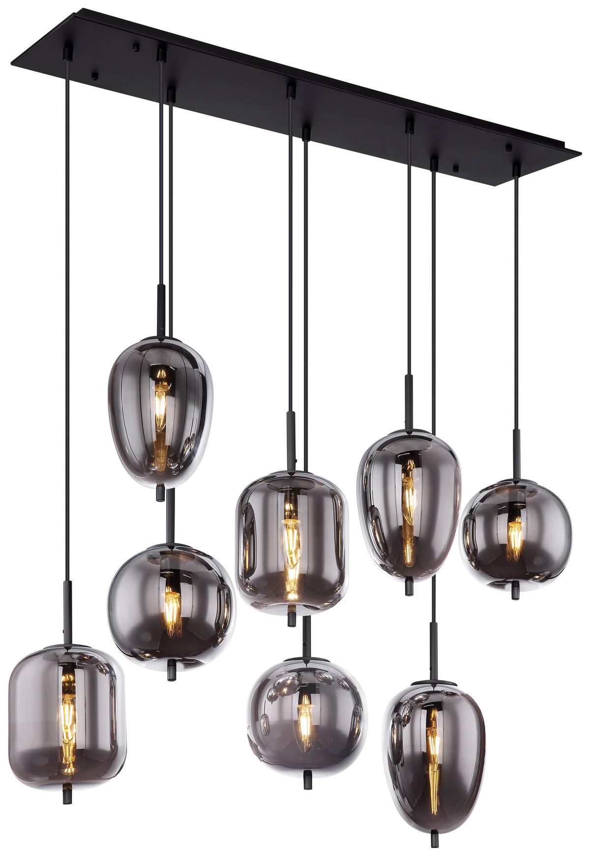 Hängeleuchte Blacky in Grau/Schwarz max. 40 Watt - Schwarz/Grau, MODERN, Glas/Metall (94/34/120cm)