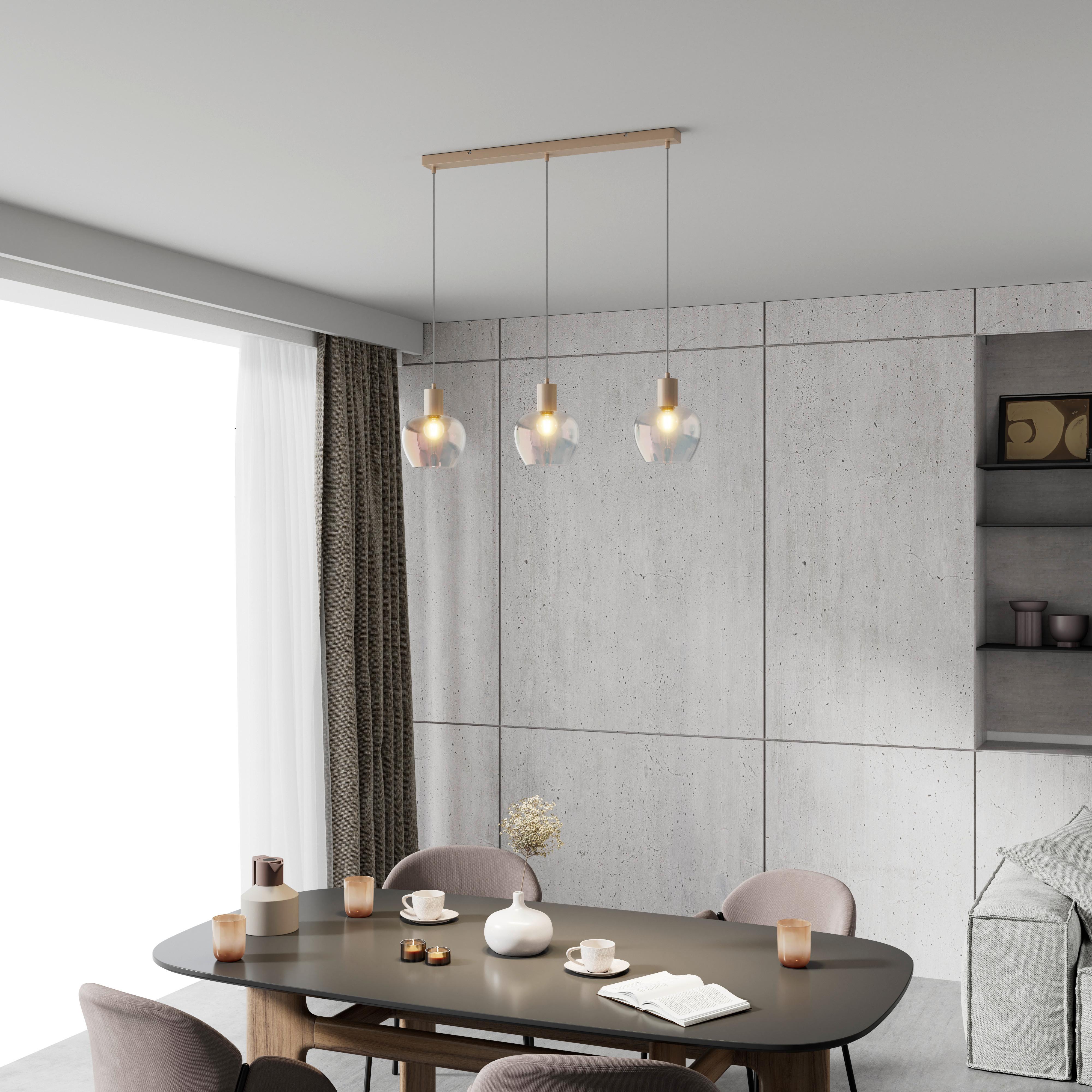 HÄNGLAMPA RENI - champagne/multicolor, Modern, metall/glas (86/18/120cm)