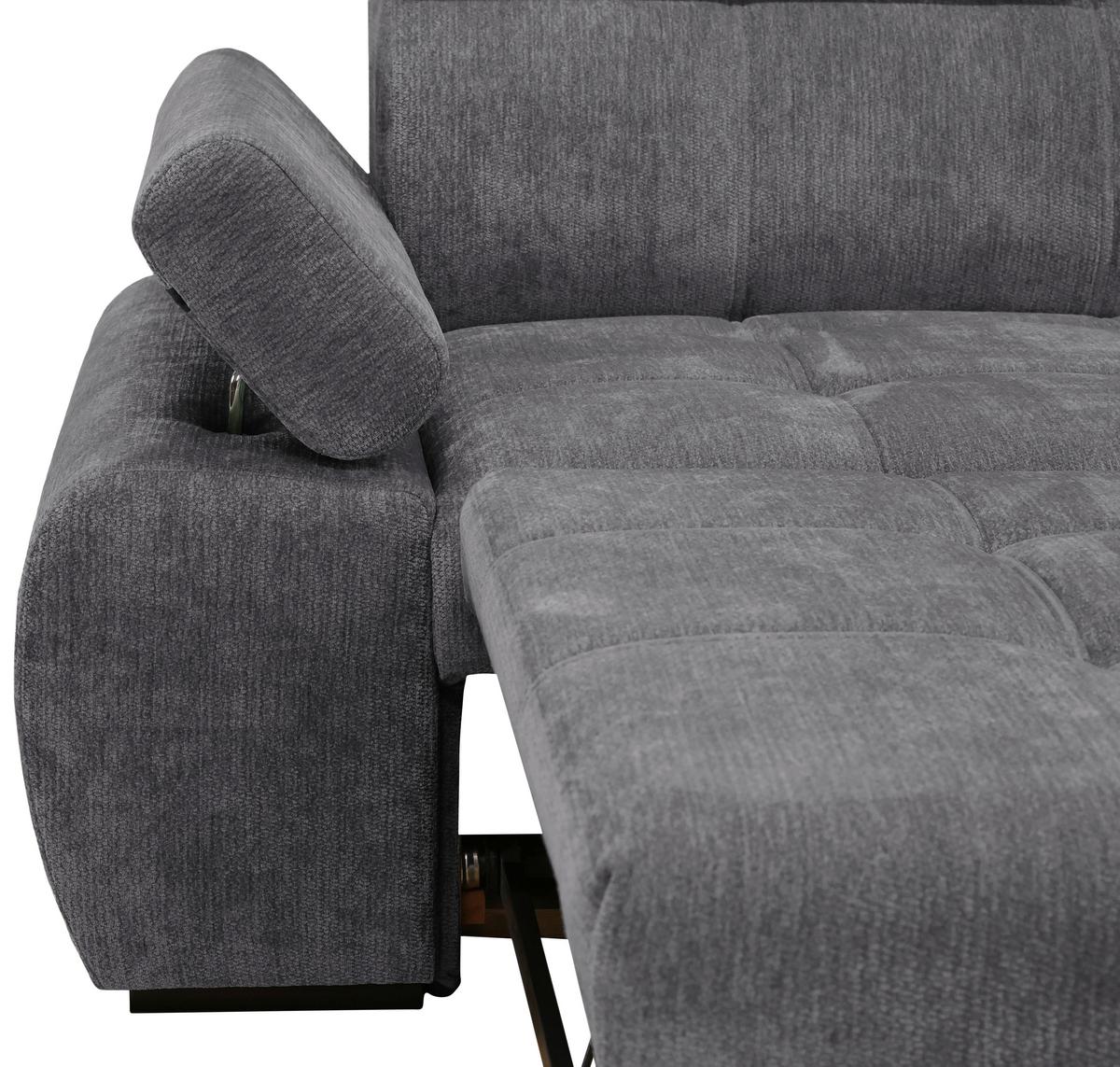 Coltar VEGAS - gri închis, Design, lemn/textil (294/173cm) - Modern Living