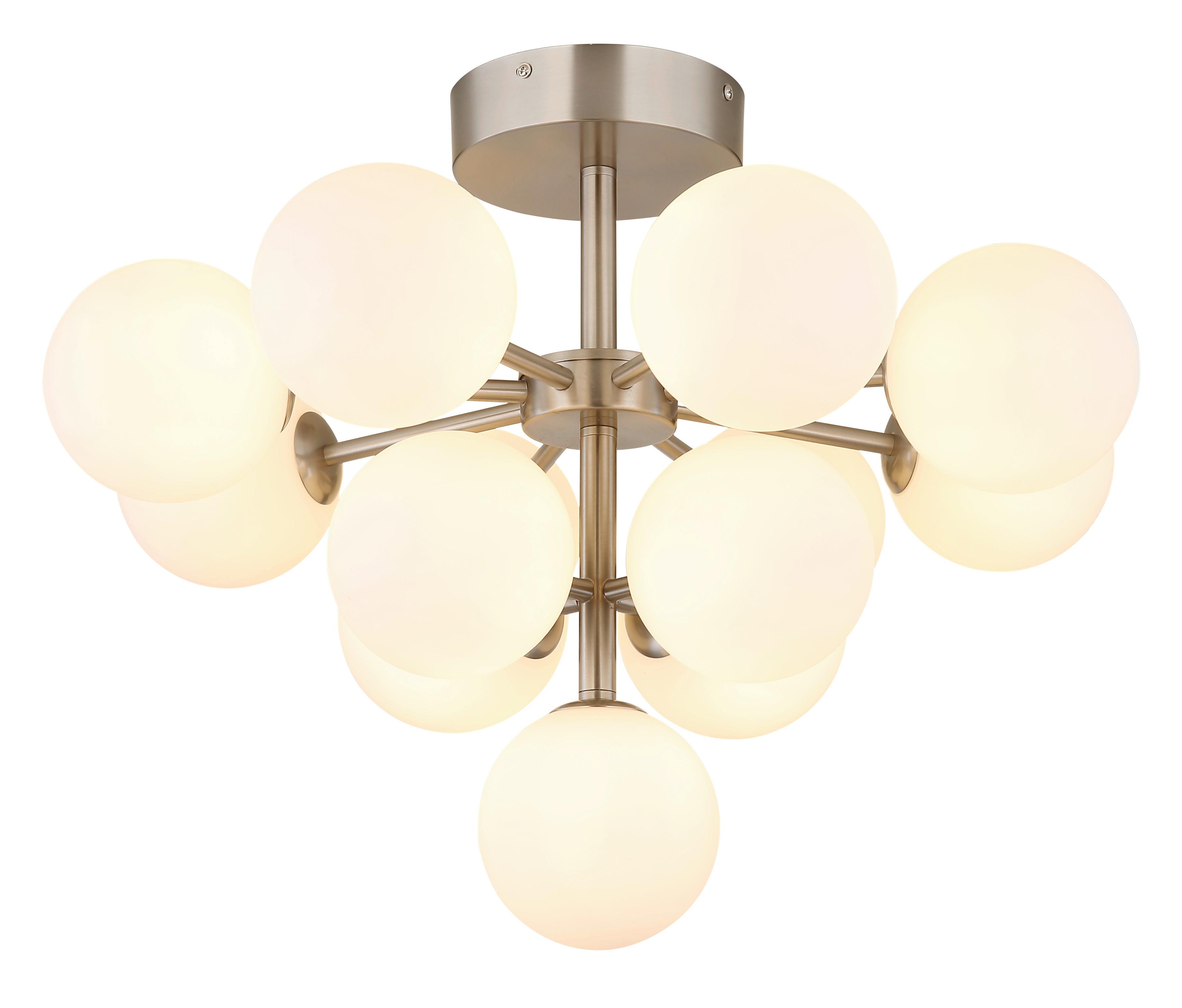 DECKENLEUCHTE 56143-13ND - Nickelfarben, Design, Glas/Metall (56/43cm) - Globo