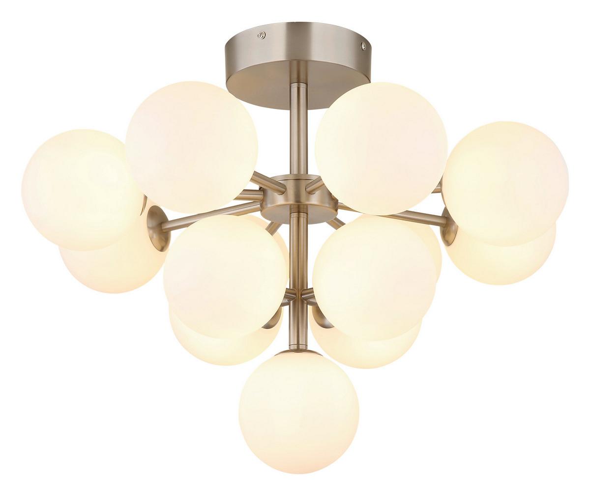 Stropna Svetilka Grappy - barve niklja, Design, kovina/steklo (56/43cm) - Globo