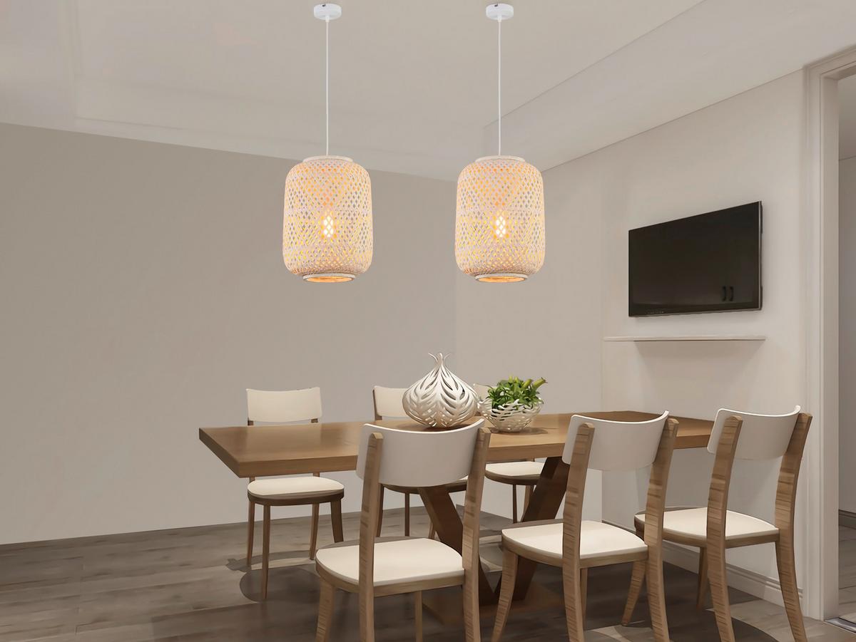 Függőlámpa Laurina - fehér, Modern, fa (28/120cm) - Bessagi Home