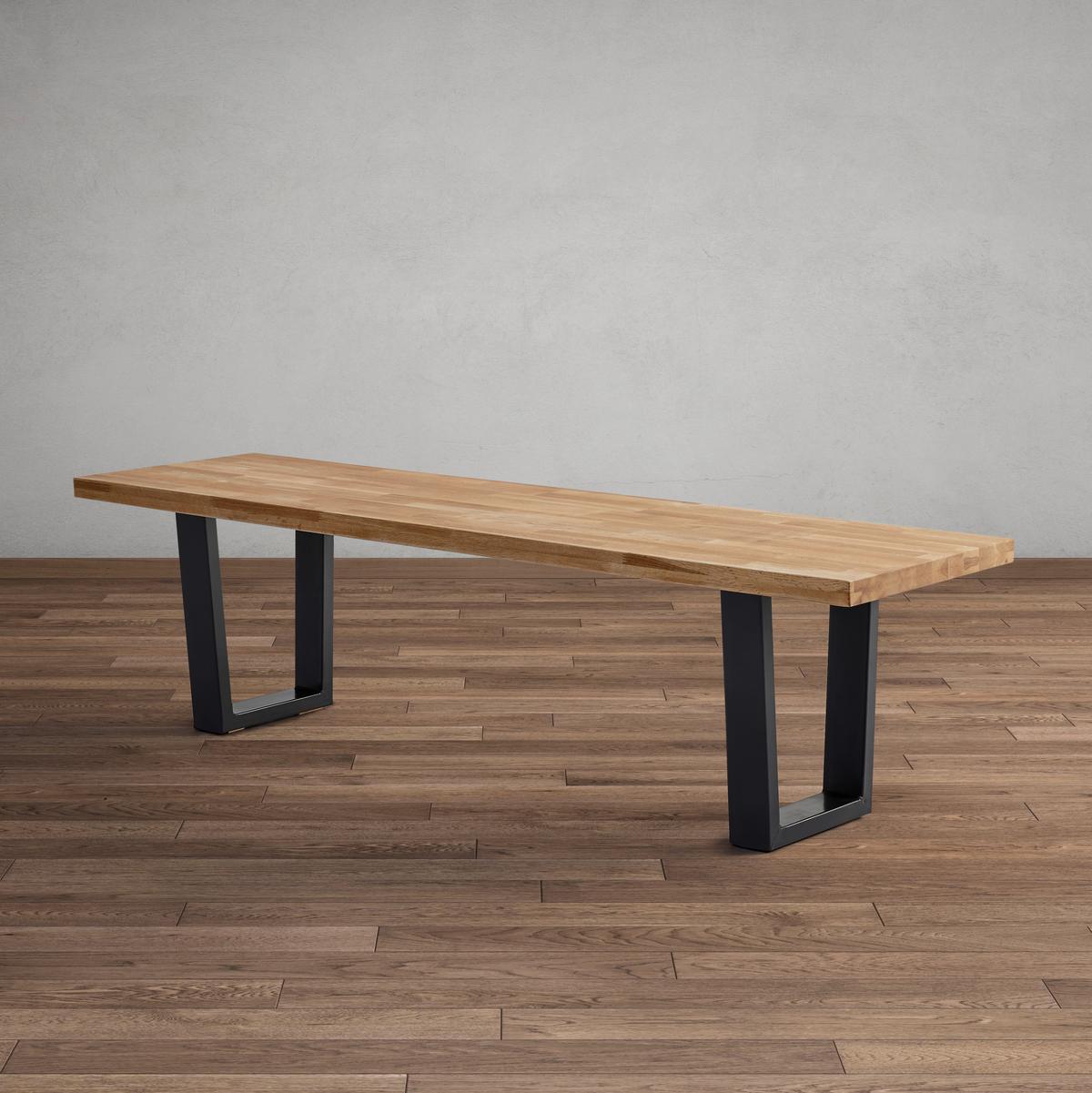 Sitzbank Kayla Echtholz Eiche Massiv - Eichefarben/Schwarz, MODERN, Holz/Metall (175/46/45cm) - Bessagi Home