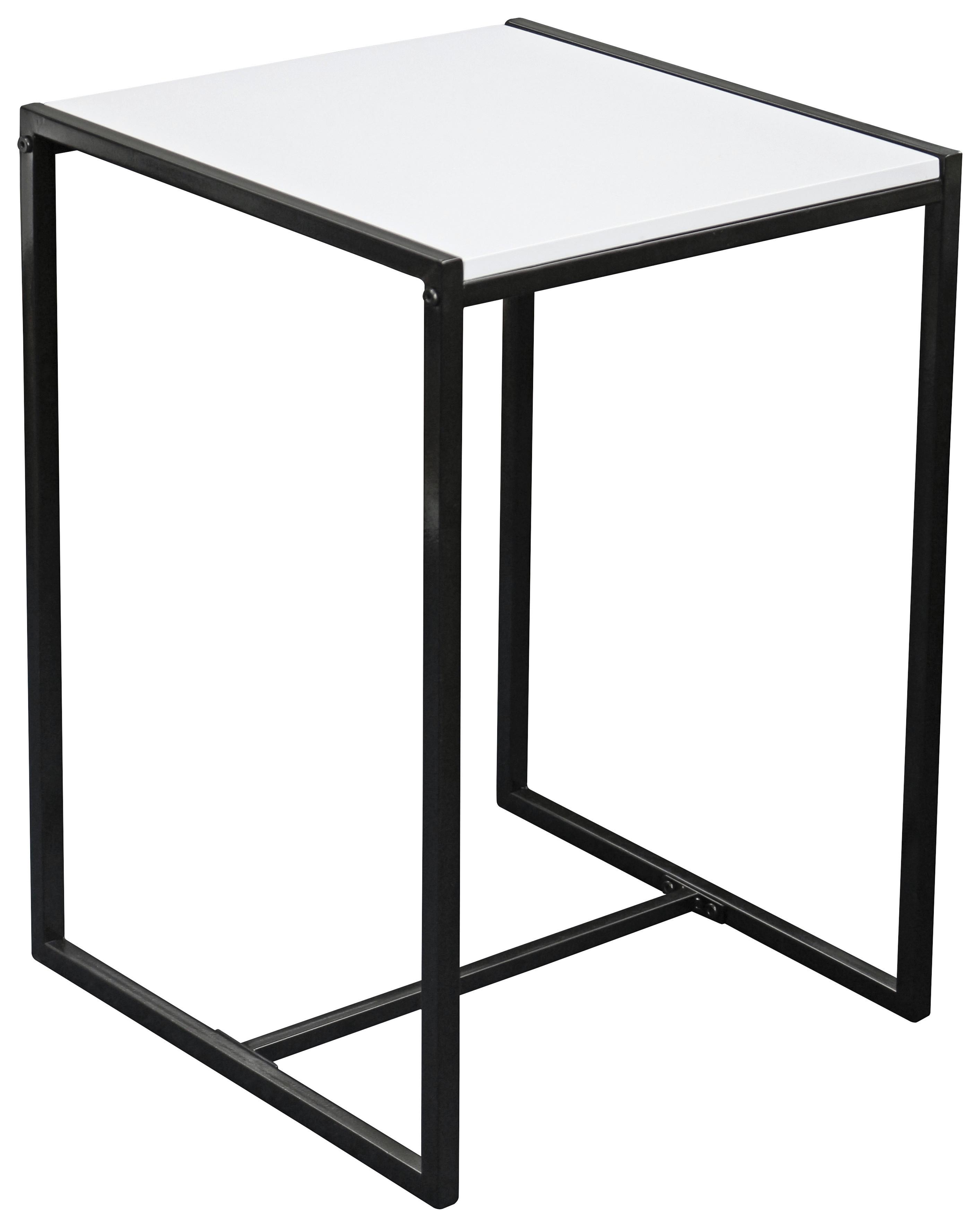 STOLIK BOCZNY BALI - czarny/biały, Modern, materiał drewnopochodny/metal (39/58/39cm)