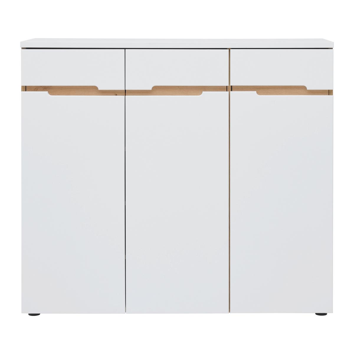 Kommode Dallas Weiß/Eiche Artisan - Schwarz/Weiß, MODERN, Holzwerkstoff/Kunststoff (120/107/38cm) - Mömax