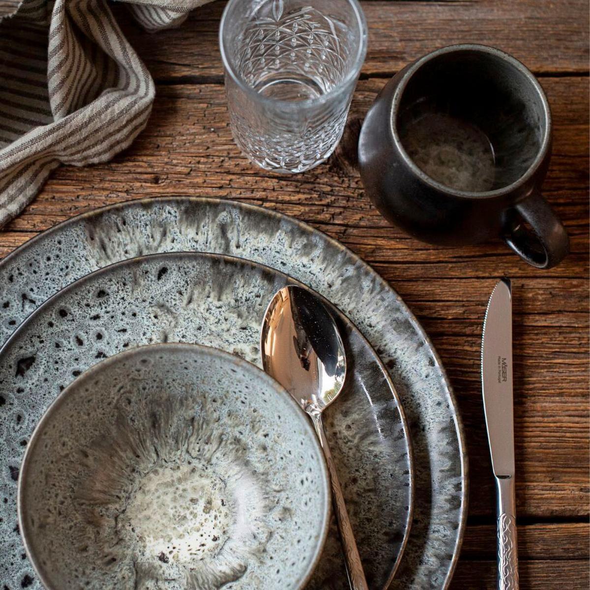 SPEISETELLERSET 935539 CARELLIA TELLERSET - Grau, Basics, Keramik (29/2,5cm) - Mäser