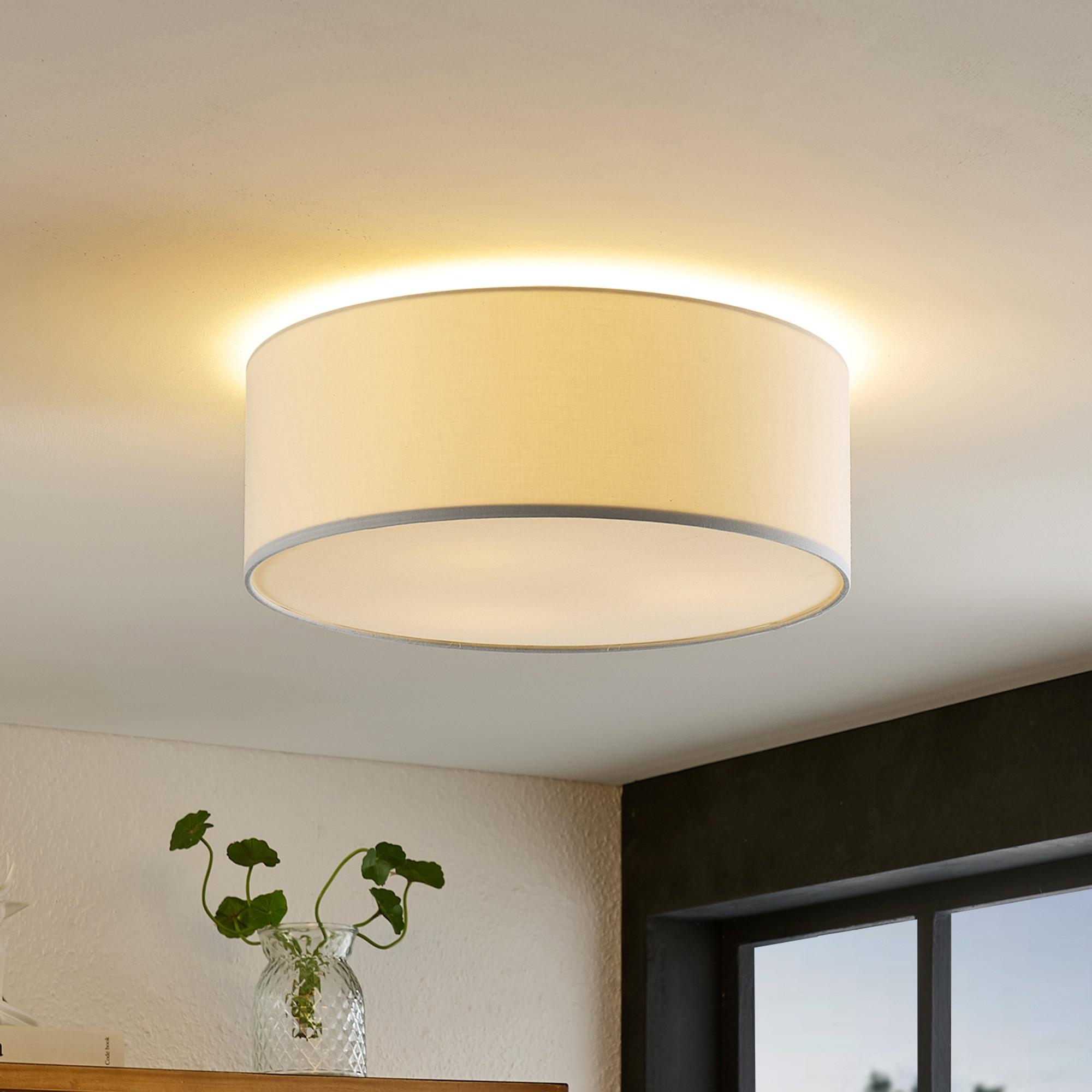 LAMPA SUFITOWA RONJA *SBN* - biały, Basics, metal/tkanina (40/14cm) - Novel