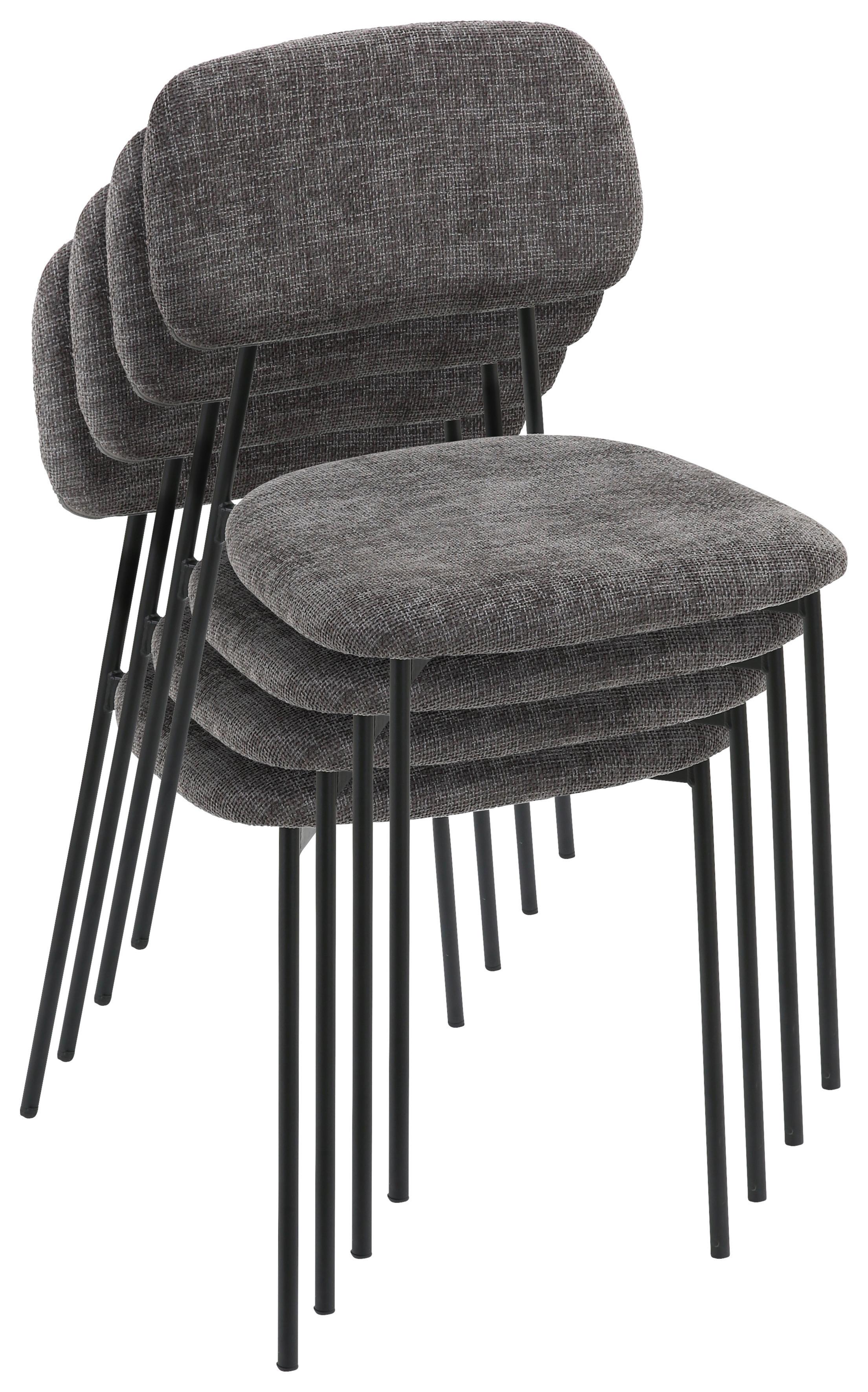 STOL LARA - grå/svart, Modern, metall/textil (44/78,5/49cm) - Mömax