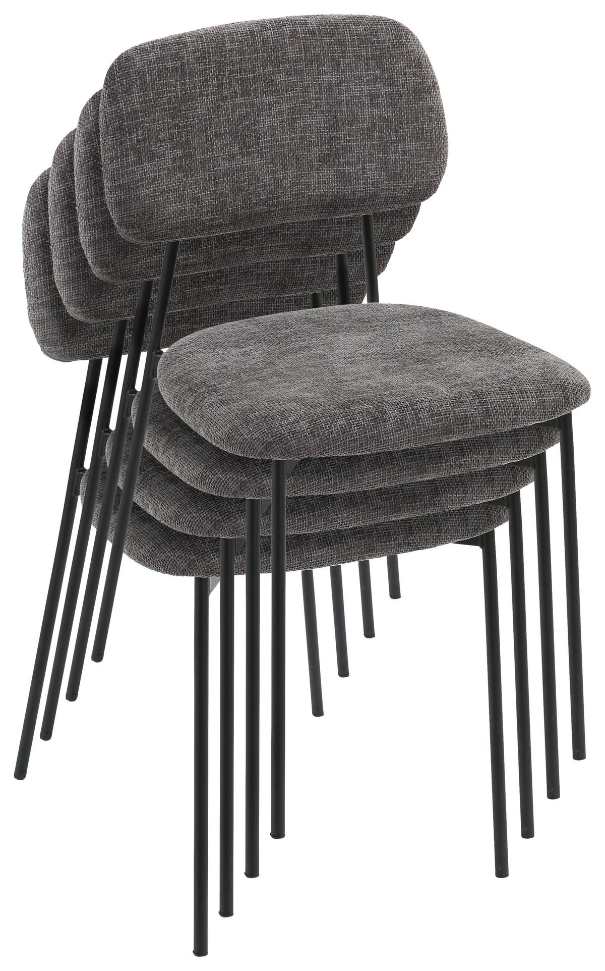 Szék Lara - fekete/szürke, Modern, textil/fém (44/78,5/49cm) - Mömax