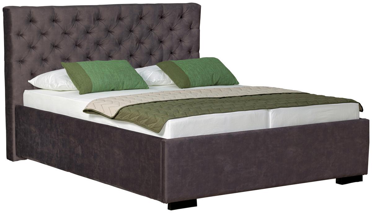 Oblazinjena Postelja Miami Storage, 180x200, Antracit - črna/antracit, Design, tekstil/les (180/200cm) - Modern Living