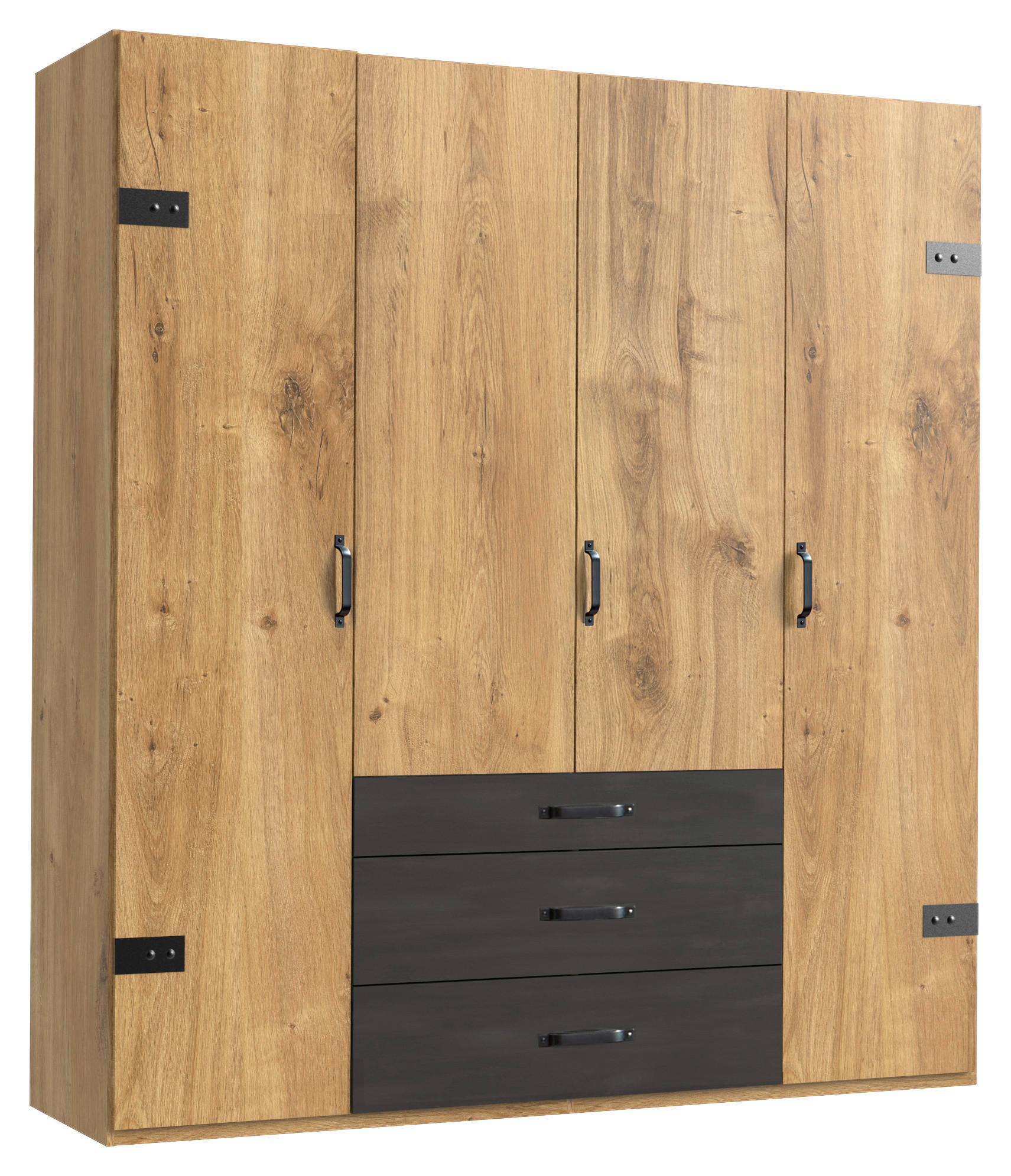 Ormar S Klasičnim Vratima Detroit - boje grafita/boje hrasta, Basics, drvni materijal/metal (200/216/58cm) - Modern Living