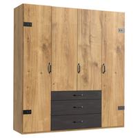 Ormar S Klasičnim Vratima Detroit - boje grafita/boje hrasta, Basics, drvni materijal/metal (200/216/58cm) - Modern Living