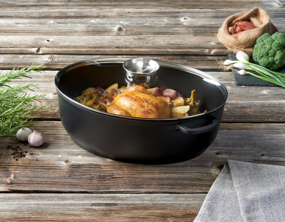 BRYTFANNA PERFECT COOKING - kolor stalowy/przejrzysty, Basics, metal/szkło (42/32/13,3cm) - Homeware Profession.