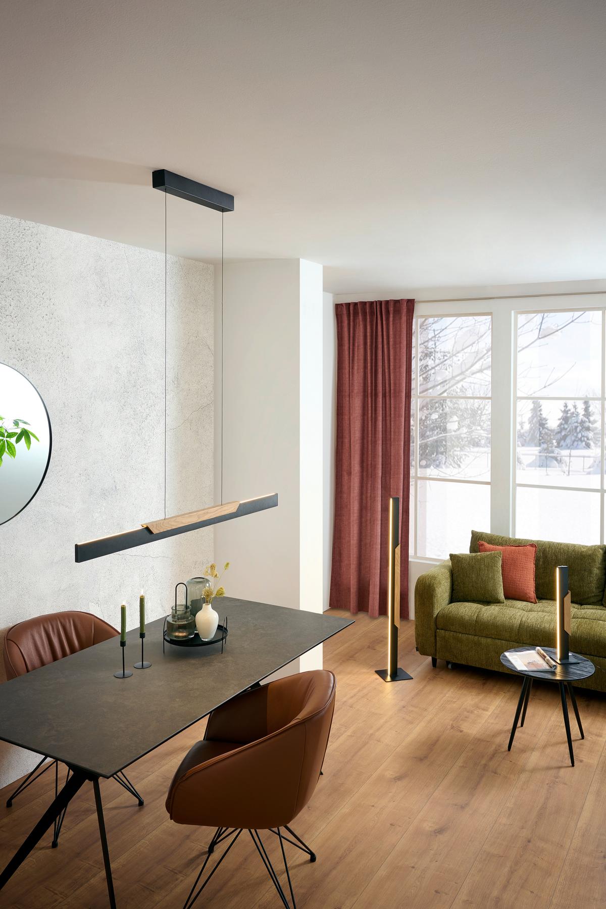 LAMPA STOJĄCA LED G70195/76 ARCUS - czarny/dąb bianco, Natur, tworzywo sztuczne/metal (20/20/126cm) - Brilliant