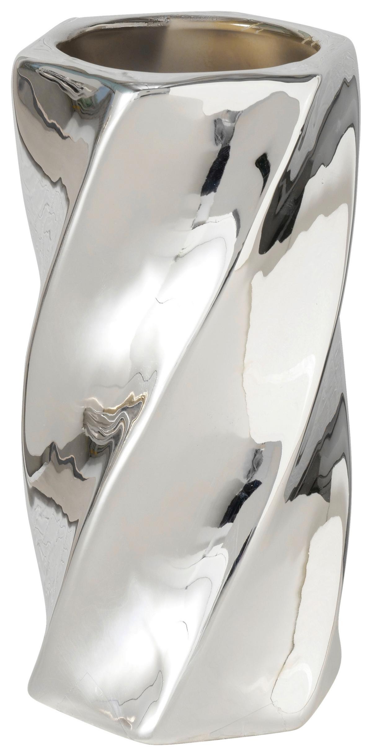 Vase Vilde I Silberfarben - Silberfarben, Basics, Keramik (8/15,5cm) - Mömax