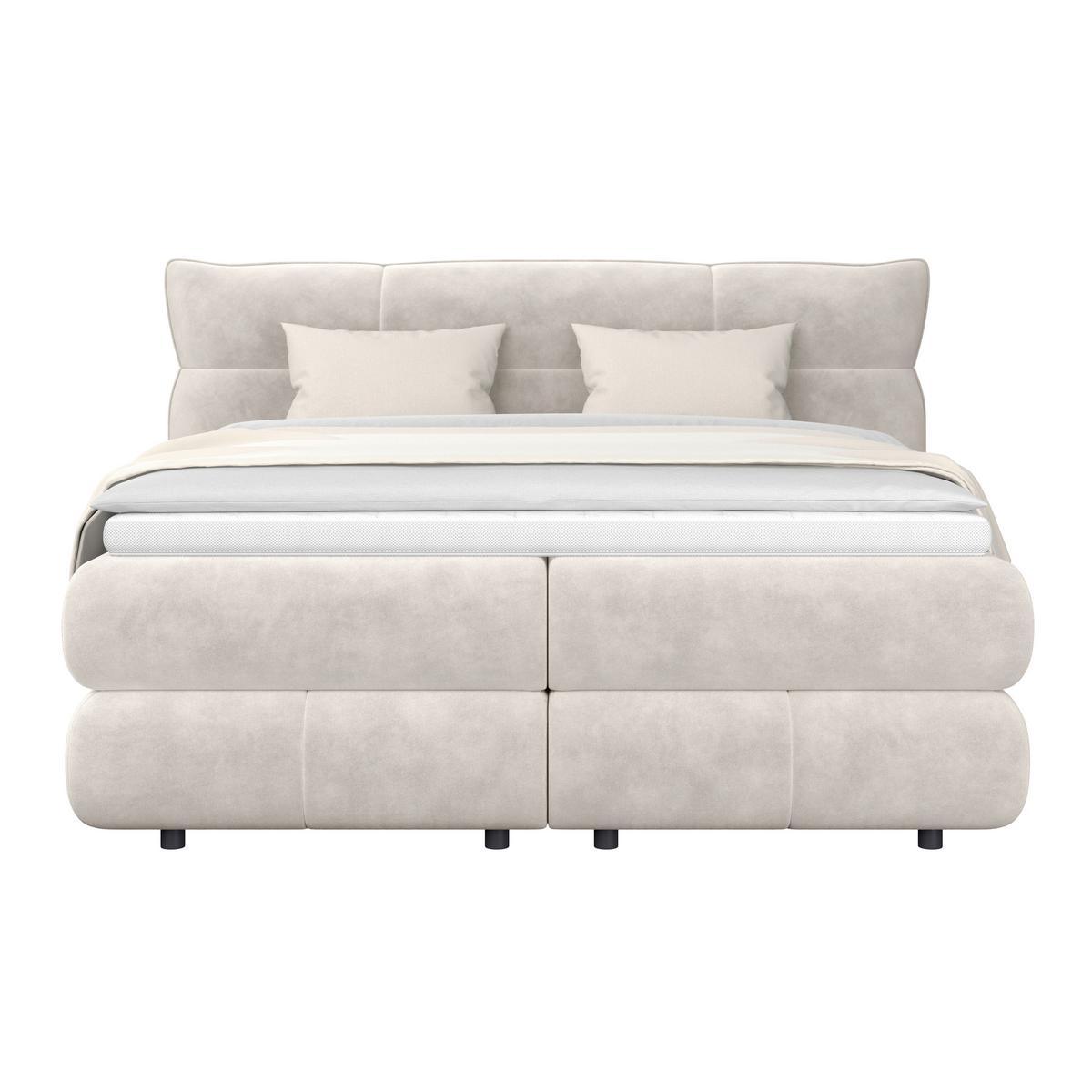Boxspring Krevet Carmelo - bež/crna, Trend, tekstil/plastika (160/200cm) - Premium Living