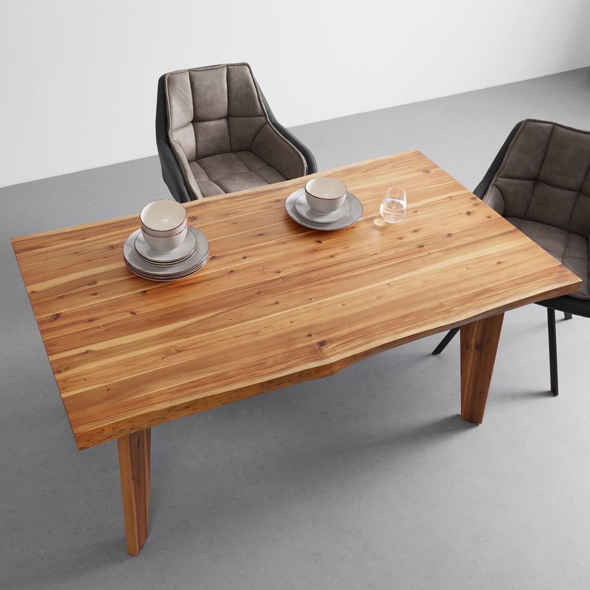 Esstisch Jasper in Holz Akazie massiv hell ca. 160x90 cm - Grau/Akaziefarben, MODERN, Holz/Metall (160/90/75cm) - Bessagi Home