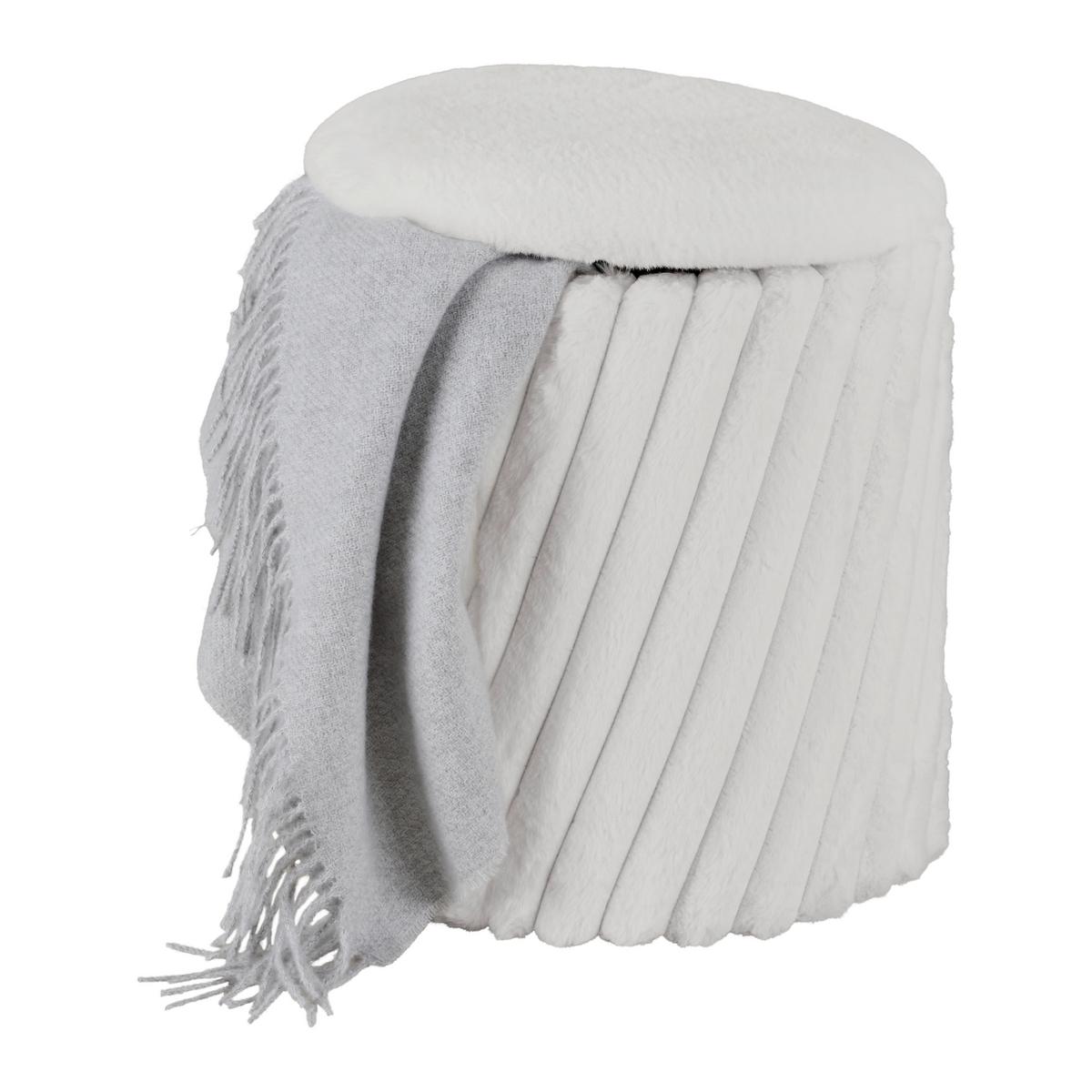 Hocker Cady Weiß - Weiß, ROMANTIK / LANDHAUS, Holzwerkstoff/Textil (37/40/37cm) - Mömax