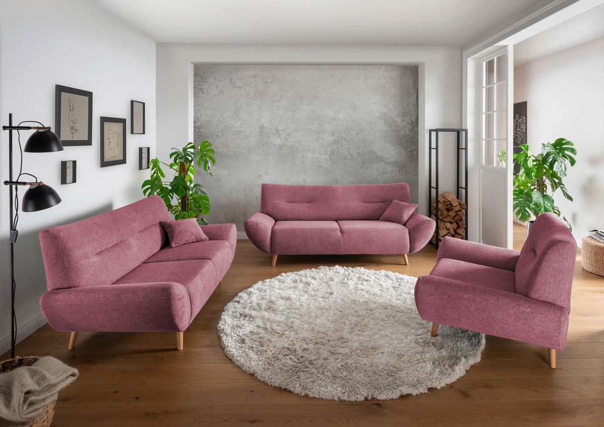 Sessel Drago Brombeere Chenille - Wildeiche/Brombeere, MODERN, Holz/Textil (111/81/90cm) - MID.YOU