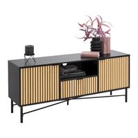 Tv Szekrény Madrid - natúr színű/fekete, Modern, faalapú anyag/fém (143/60/40cm) - Mömax