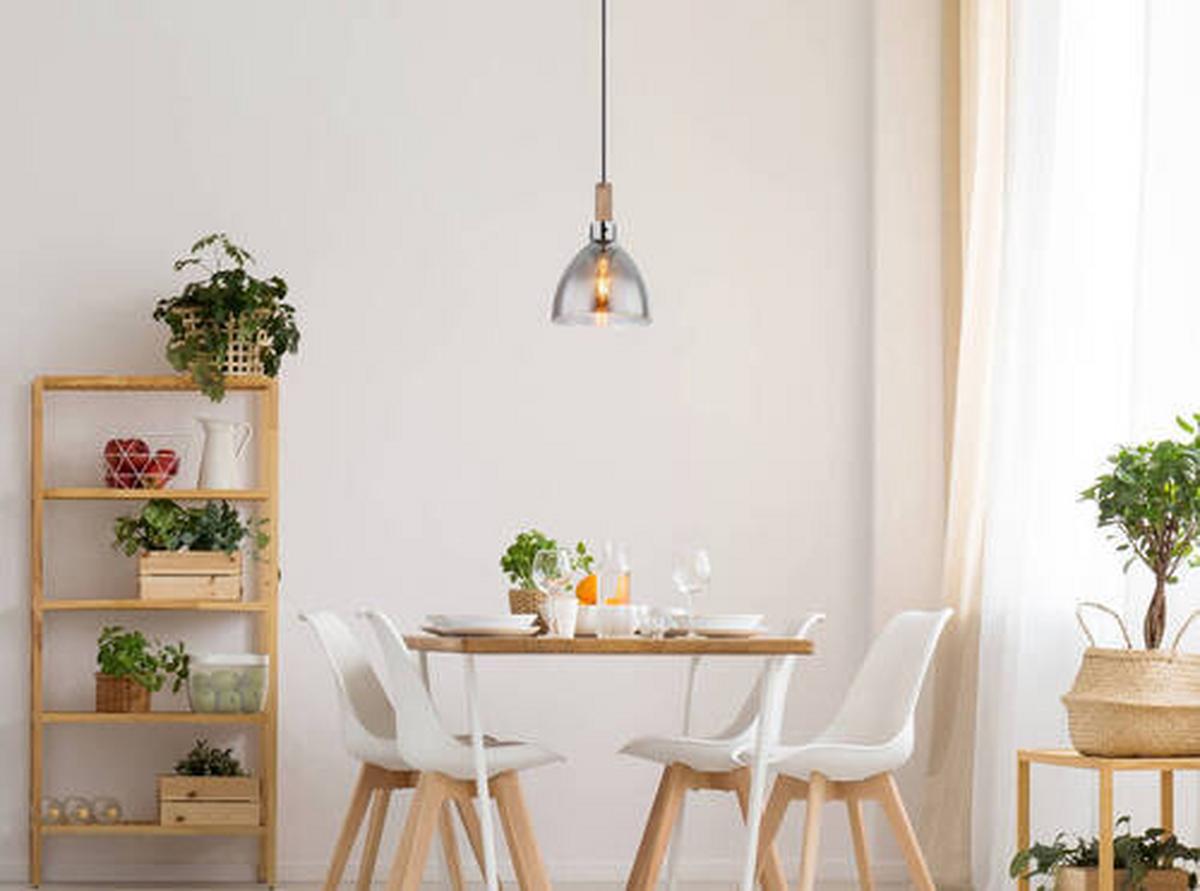 Hängeleuchte Mattea Schwarz max. 6 Watt - Schwarz, Design, Glas/Holzwerkstoff (20/120cm) - Globo