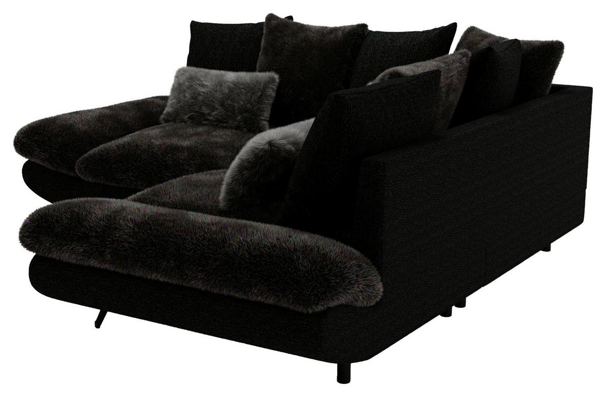 Wohnlandschaft Bormio - Schwarz/Dunkelblau, Modern, Textil/Metall (276/276cm) - Premium Living