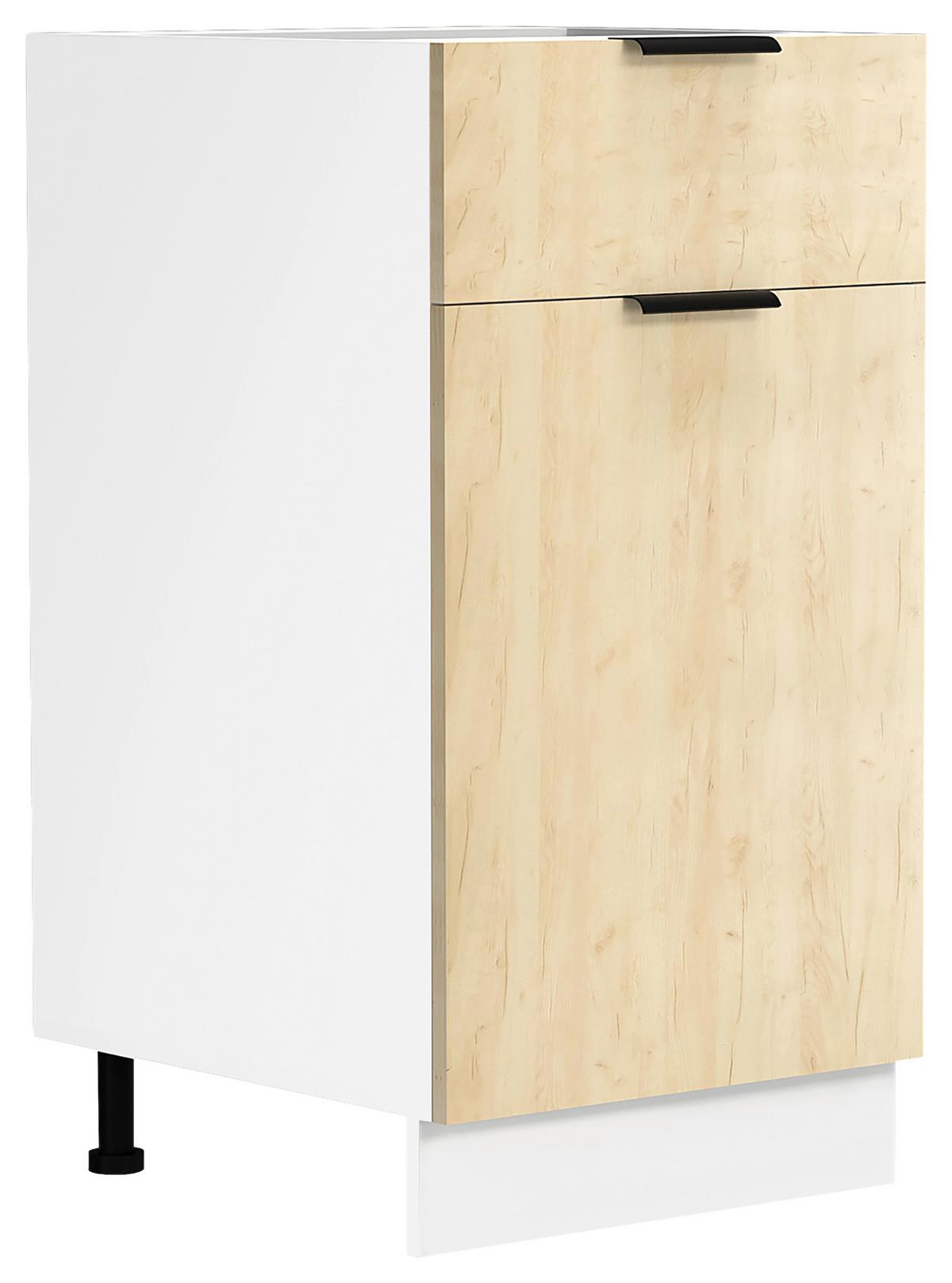 KÜCHENUNTERSCHRANK FASOLA - Honigeiche/Weiss, Trend, Holzwerkstoff/Kunststoff (40/82/46cm) - MID.YOU