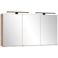 Spiegelschrank Chester mit LED ca. 120x64 cm Eiche Wotan - Eiche Wotan/Schwarz, MODERN, Glas/Holzwerkstoff (120/64/20cm) - Held
