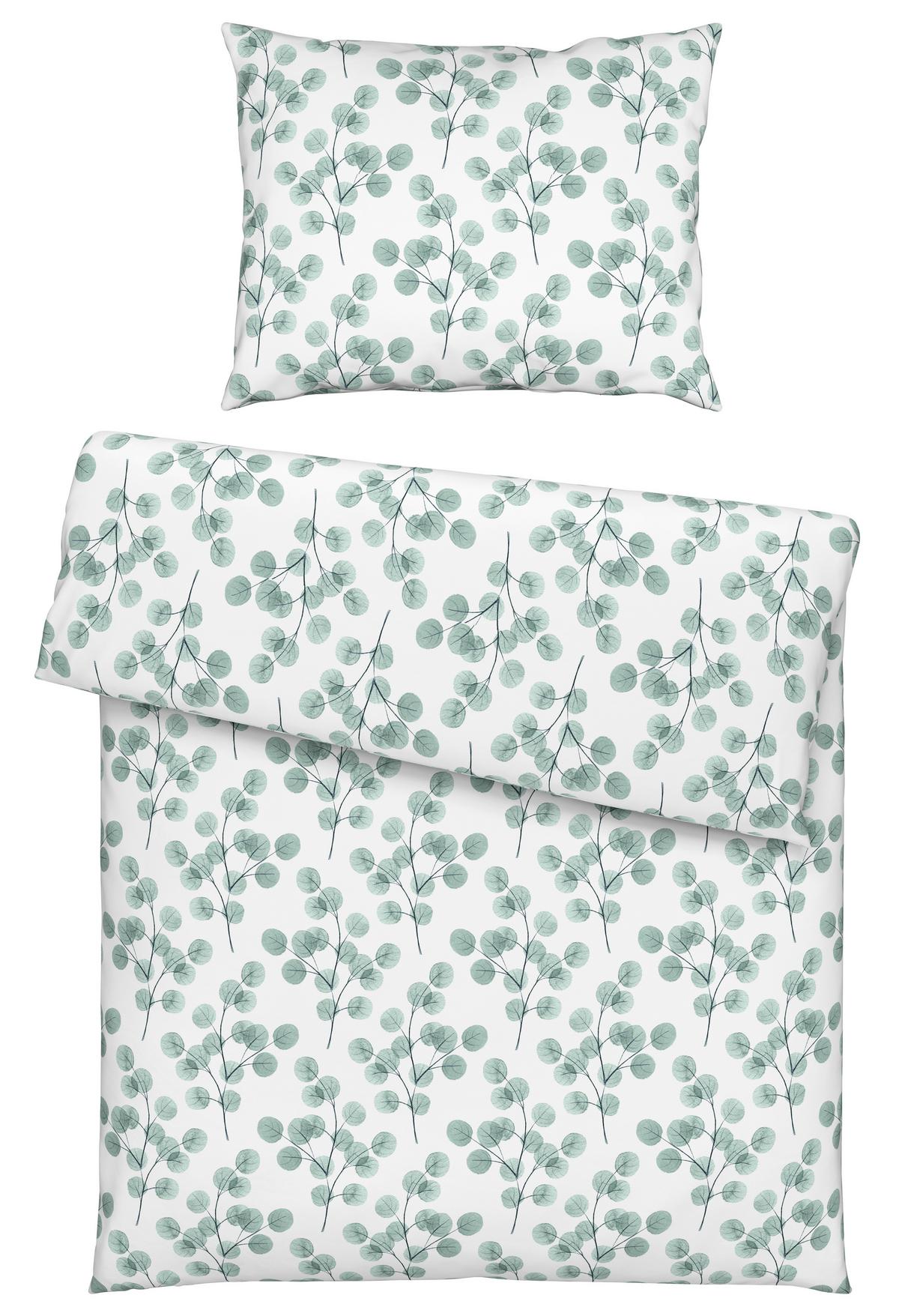 Bettwäsche Bio-Anna Design Weiß/Jadegrün ca. 140x200cm - Jadegrün/Weiß, Natur, Textil (140/200cm) - ecoTree
