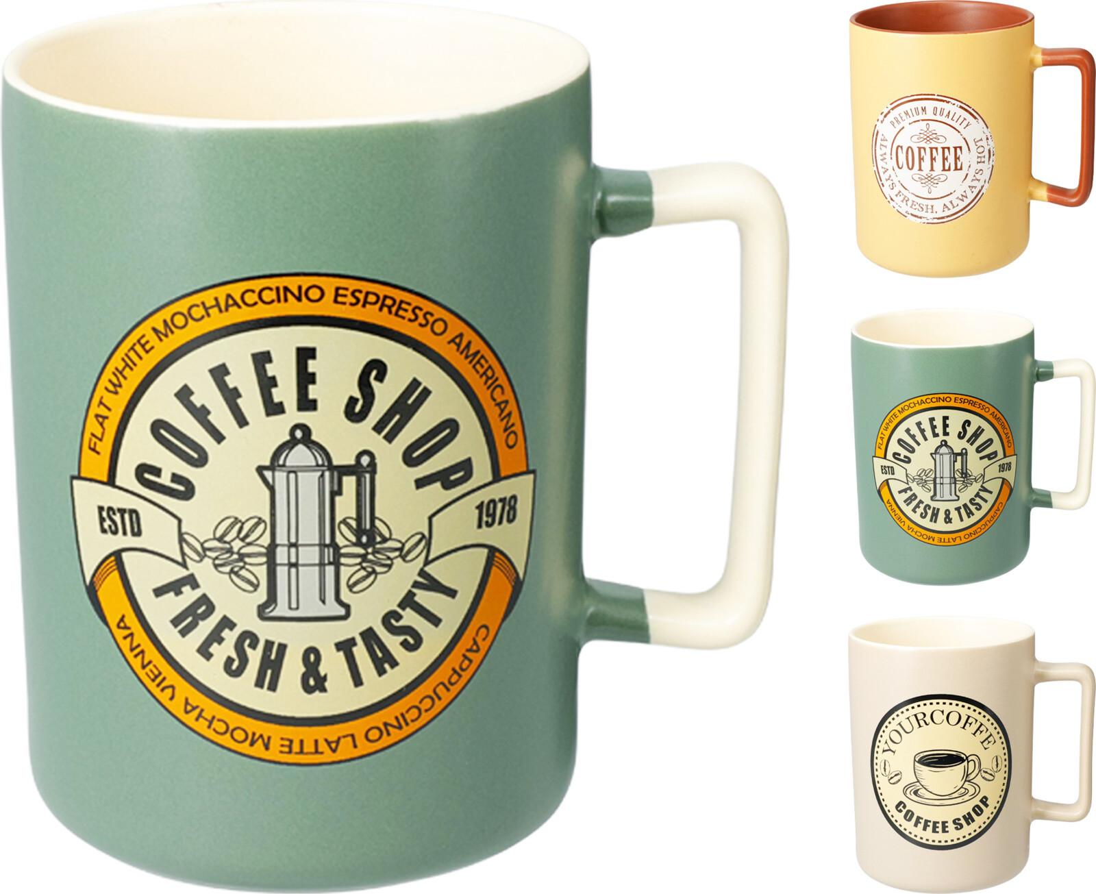 Kávésbögre Coffee Time - sárga/fehér, Basics, kerámia (400ml)