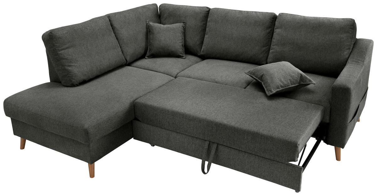 Wohnlandschaft Valentina Anthrazit Struktur - Anthrazit/Naturfarben, KONVENTIONELL, Holz/Textil (200/230cm) - P & B