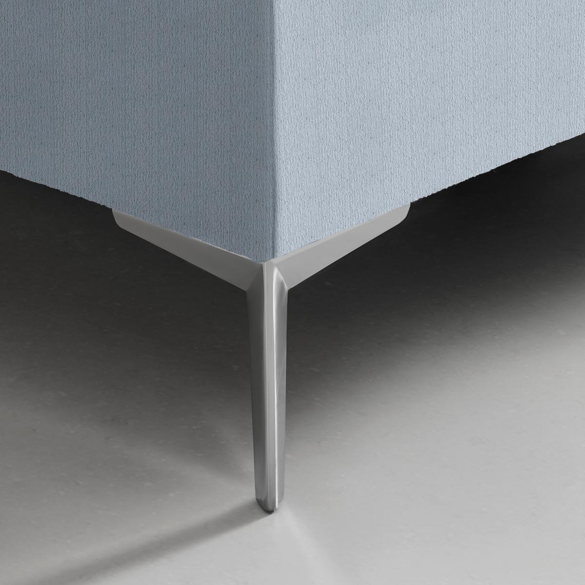 Boxspringbett Queen in Blaugrau ca. 160x200cm - Chromfarben/Goldfarben, KONVENTIONELL, Textil (160/200cm) - Premium Living