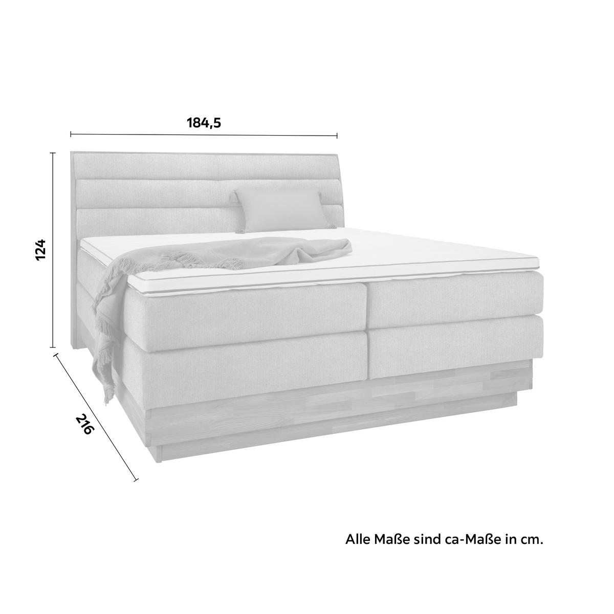Boxspringbett Marissa in Platinfarben ca. 180x200cm - Platinfarben, KONVENTIONELL, Holz/Kunststoff (180/200cm) - Premium Living