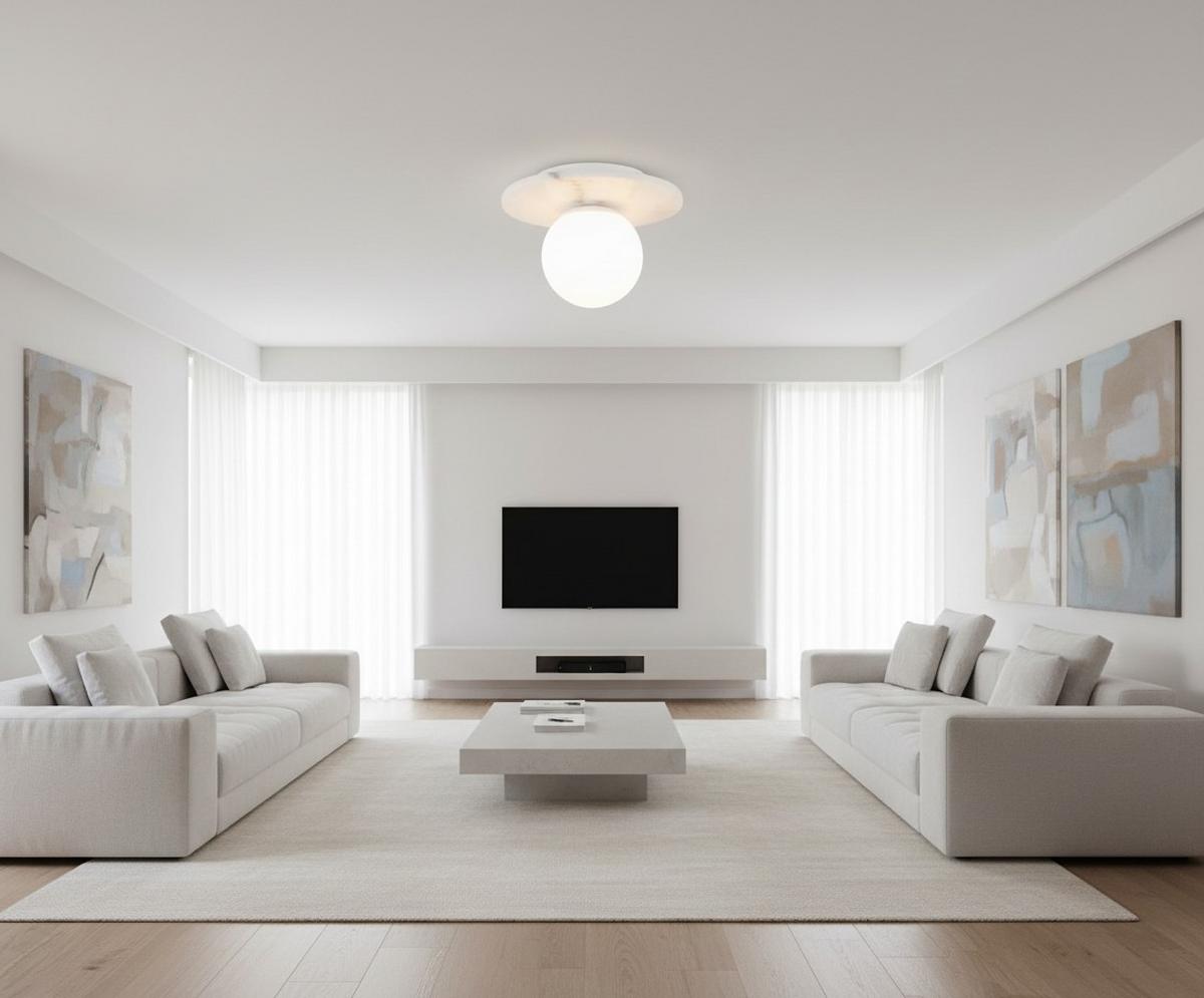 LAMPA SUFITOWA FABIENNE - biały, Design, kamień/metal (28/19cm) - Collet's Monde