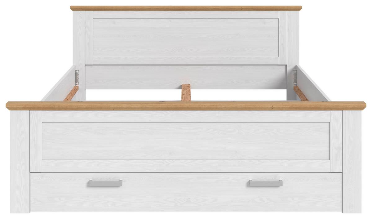 Bett VERONA Weiß ca. 180x200 cm MDF, Bettlade - Lärchefarben, ROMANTIK / LANDHAUS, Holzwerkstoff (180/200cm) - Livetastic