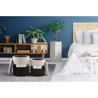Hockerset 9ty9j - Schwarz/Grau, Basics, Kunststoff/Textil - Kayoom