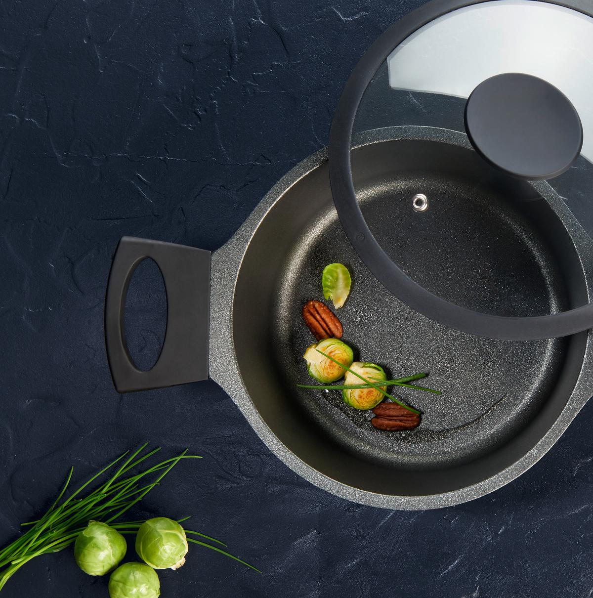 Kochtopf Black Line in Schwarz Ø ca. 20cm - Klar/Schwarz, KONVENTIONELL, Glas/Kunststoff (20/9,6cm) - Gourmesto