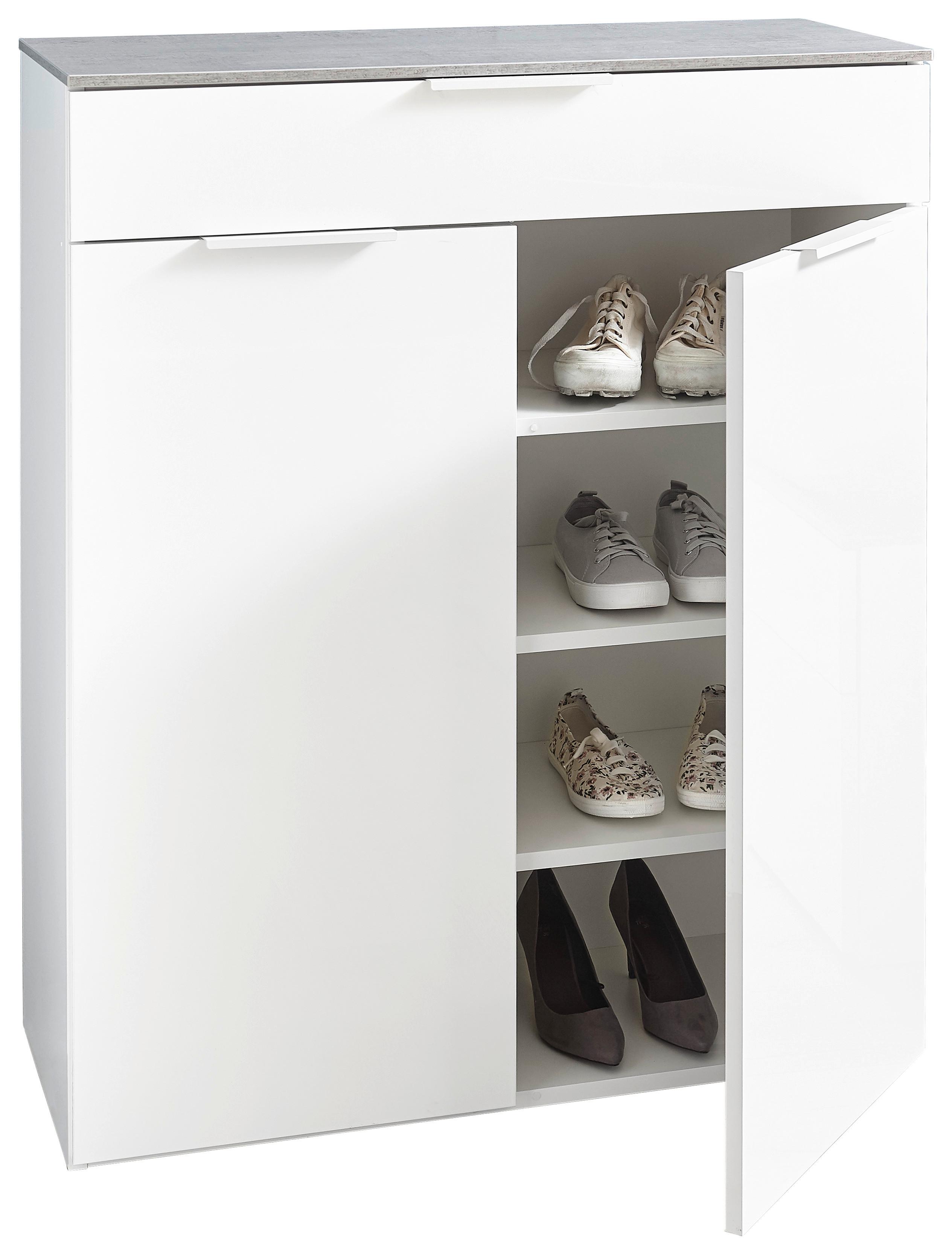 SZAFKA NA BUTY GALAVERNA - biały/szary, Design, materiał drewnopochodny (90/108/35cm) - Carryhome