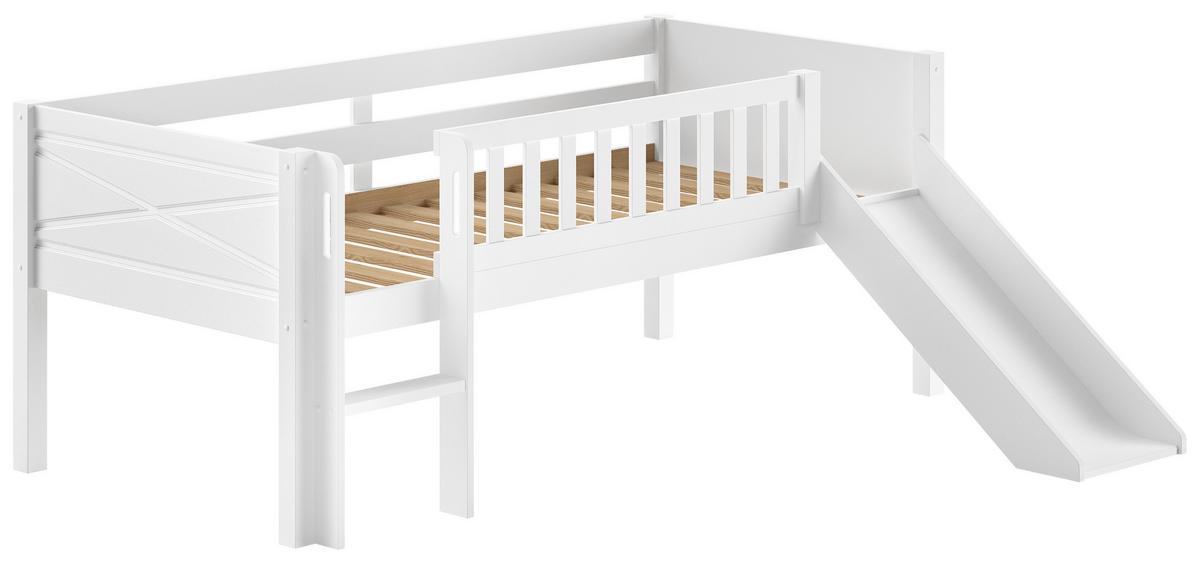 Spielbett SCOTT Weiß ca.90x200cm mit Rutsche - Weiß, MODERN, Holz/Holzwerkstoff (90/200cm) - Vipack