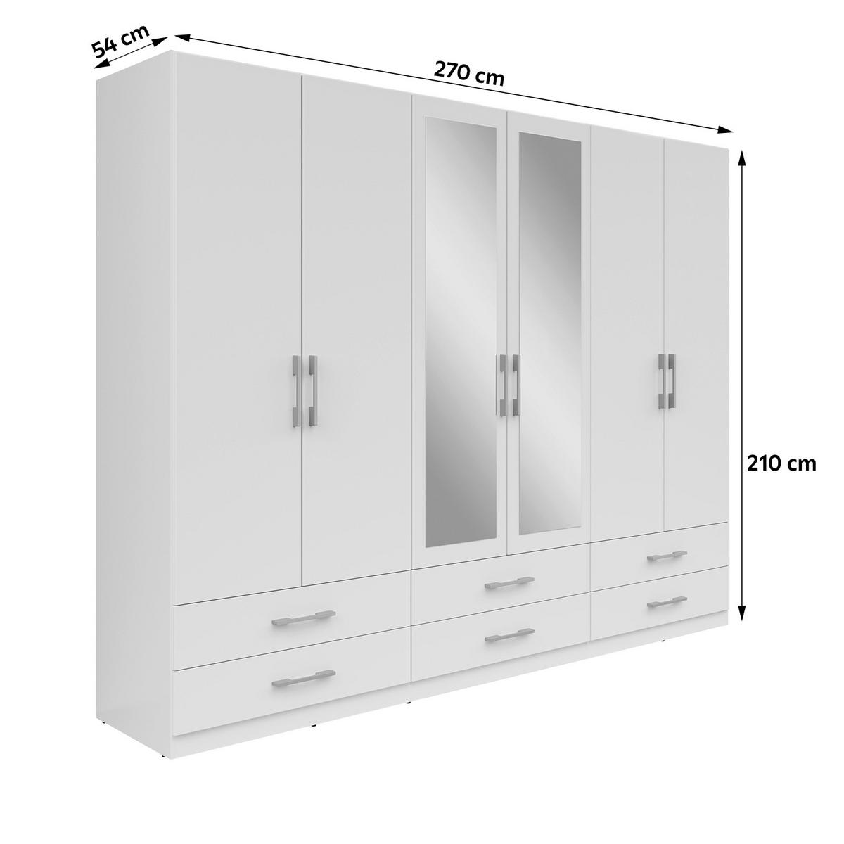 Șifonier HERFORD - alb, Modern, sticlă/material pe bază de lemn (270/210/54cm)