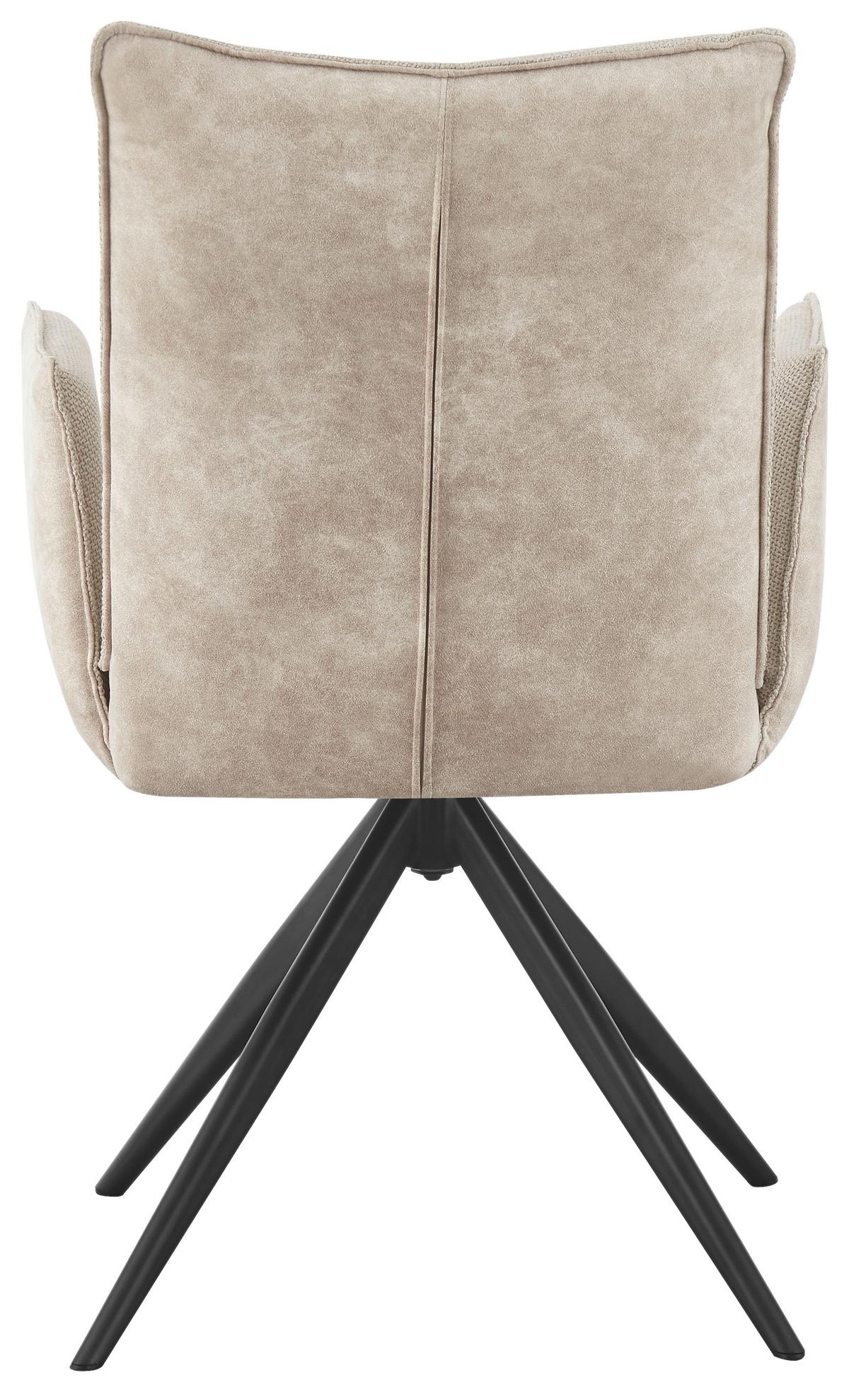 Armlehnstuhl Maya Beige - Beige/Schwarz, MODERN, Textil/Metall (59/89/65cm) - Premium Living